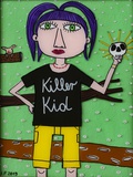 Irene Fastner · „Killer Kid” · 2019 · Hinterglasmalerei · 28 x 21 cm