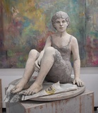 Silvia Siemes · „ Bleiben, Warten” · 2023 · Terrakotta, engobiert · 42 x 53 cm