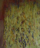 Thomas Rissler · „o.T. (end of the day) · 2023 · Acryl, Öl, Sprühfarbe auf ungrundierter Leinwand · 120 x 100 cm