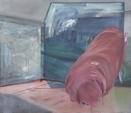 Birte Horn · „pinkewurst” · 2016 · Öl und Kohle auf Leinwand · 130 x 150 cm