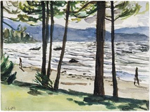 Christopher Lehmpfuhl · „Blick durch Bäume (Lake Tahoe)” · 2004 · Aquarell auf Bütten · 20 x 30,5 cm
