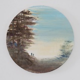Xianwei Zhu · „The sun rises 3” · 2022 · Acryl auf Leinwand · Durchmesser 30 cm