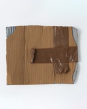 Jessi Strixner, Pappe - Klebestreifen, Lindenholz geschnitzt, Acryl, Lack, 24 x 23 x 3 cm, UNIKAT