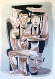 Tesfaye Urgessa, Weg 3, 2019, Monotypie überarbeitet, Öl, Grafit auf Papier, 100 x 70 cm 