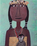 Irene Fastner · „Frau mit Affe” · 2021 · Öl auf Leinwand · 100 x 80 cm