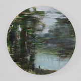 Xianwei Zhu · „Wang-Ji green 2” · 2022 · Acryl auf Leinwand · Durchmesser 40 cm