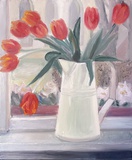 Dorothea Schrade · „Tulpenstrauß am Fenster” · 2022 · Öl auf Leinwand · 60 x 50 cm