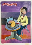 Jim Avignon, Sleeping Labtop, Acryl auf Karton, 29 x 21 cm