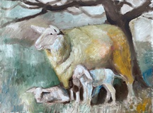 Dorothea Schrade · „Ephraims Schafe” · 2020 · Öl auf Leinwand · 60 x 80 cm
