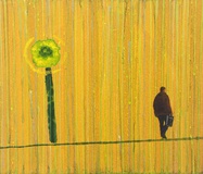 Thomas Heger · „Mann und Blume 1“ · 2005 · Acryl auf Leinwand · 30 x 35 cm