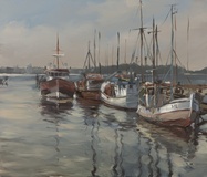 Lars Möller · „Heikendorf Hafen” · 2016 · Öl auf Leinwand · 60 x 70 cm