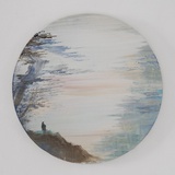 Xianwei Zhu · „The sun rises 1” · 2022 · Acryl auf Leinwand · Durchmesser 30 cm