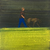 Thomas Heger · „Herr und Hund 4“ · 2007 · Acryl auf Leinwand · 20 x 20 cm