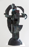 Menno Fahl, Luftiger Kopf, 2010, Bronze farbig patiniert, Auflage 3/6, 90x50x25 cm