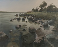 Lars Möller · „Kleiner Strand bei Lindaunis” · 2014 · Öl auf Leinwand · 80 x 100 cm