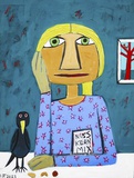 Irene Fastner · „Frau mit Nuss Kern Mix” · 2023 · Acryl und Ölkreide auf Holz · 40 x 30 cm