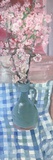 Dorothea Schrade · „Duftig mit Karo” · 2022 · Öl auf Leinwand · 120 x 40 cm
