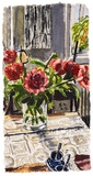 Christopher Lehmpfuhl · Pfingstrosen am Nachmitag · 2024 · Aquarell auf Büttenpapier · 30x15 cm 