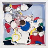 Marion Eichmann · Blumenblätter IV · 2023 · Pigmenttusche, Papierschnitt · 30x30x cm