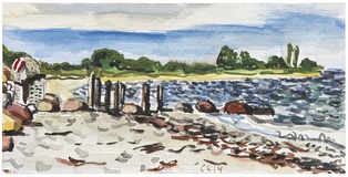 Christopher Lehmpfuhl · „Blick nach Lippe” · 2014 · Aquarell auf Papier · 10,5 x 21 cm