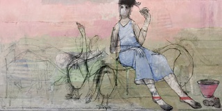 Isabelle Roth · ohne Titel, Öl, Acryl, Kohle auf Leinwand, 100x200 cm