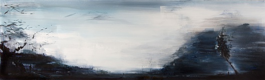 Xianwei Zhu · „Blaustunde“ · 2015 · Acryl auf Leinwand · 70 x 230 cm