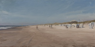 Lars Möller · „Strand bei Kampen, nach Norden” · 2011 · Öl auf Leinwand · 40 x 80 cm