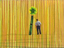 Thomas Heger · „Mann und Blume 6“ · 2005 · Acryl auf Leinwand · 30 x 40 cm