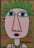 Irene Fastner · „Mrs. Springtime” · 2023 · Hinterglasmalerei · 27 x 19,5 cm