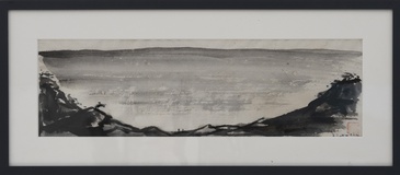 Xianwei Zhu · „In a landscape 1” · 2022 · Tusche auf chinesischem Papier · 15 x 50 cm