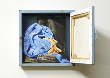 Stefan Bircheneder, Hab & Gut 2, 2019, Öl, Acryl auf Holz und Leinwand, 33 x 33 x 7 cm