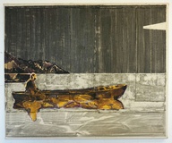 Christofer Kochs · „Wiedersehen mit der Gegenwart” · 2023 · gefaltete Leinwand, Tusche, Öl · 50 x 60 cm
