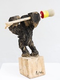 Thomas Putze, "Dekonstruktivist“, Pappel, Tusche, Pinsel, 38 x 32 x 16 cm
