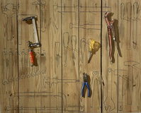 Detail, Stefan Bircheneder, Werkzeugbrett, 100 x 80 cm, Öl auf Leinwand, 2020
