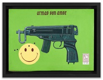 Patrick Pilsl · „o.T.” (smiley) · 2023 · Mischtechnik auf Buchdeckel · 22 x 30 cm