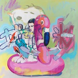 Marc Taschowsky · „Flamingo” · 2021 · Öl auf Leinwand · 160 x 160 cm