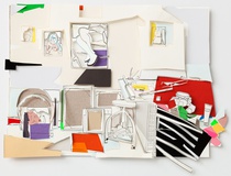 Marion Eichmann · Atelier mit UHU · 2015 · Papiercollage · 34 x 46 cm