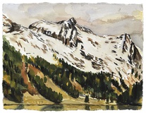 Christopher Lehmpfuhl · „Neuschnee am Riesachsee” · 2017 · Aquarell auf Bütten · 30 x 40 cm