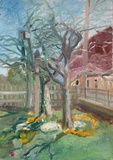Dorothea Schrade „Garten im Vorfrühling” · 2020 · Öl auf Leinwand · 70 x 50 cm