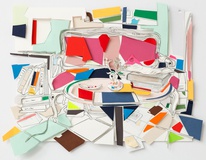 Marion Eichmann · Atelier mit Sofa · 2015 · Papiercollage · 36 x 45,5 cm