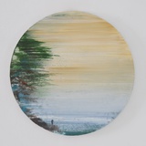 Xianwei Zhu · „The sun rises 2” · 2022 · Acryl auf Leinwand · Durchmesser 30 cm