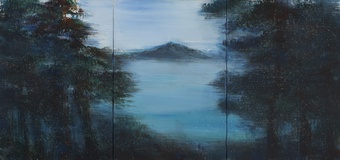 Xianwei Zhu · „Out in the open 1” · 2022 · Acryl auf Leinwand · 100 x 210 cm dreiteilig